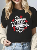 Valentine's Day Ladies Printed T-Shirt Machine Washable Breathable Comfortable Material