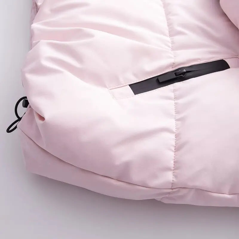 Women's Pink Ski Suit Hooded Windproof Thermal Jacket + Flared Trousers 2 Piece Set Snowboard Wear Zipper Pocket Outdoor Sports