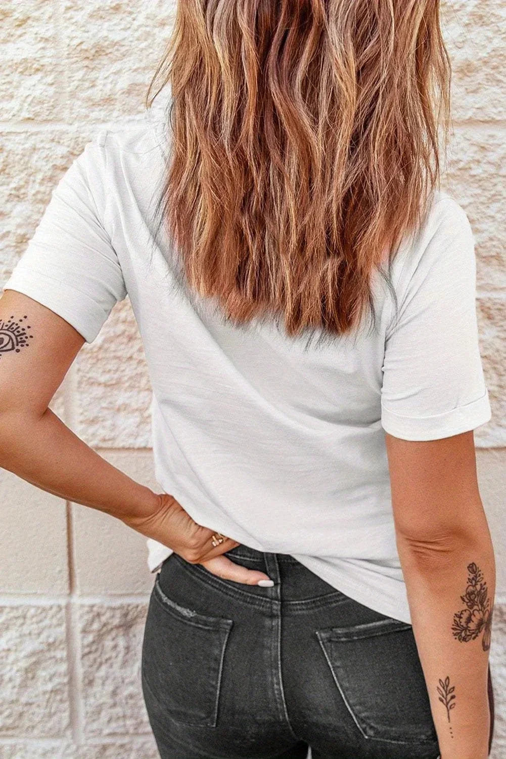 T-Shirt Short Sleeve Round Neck Casual Top with Heart Women's Aesthetic Clothes