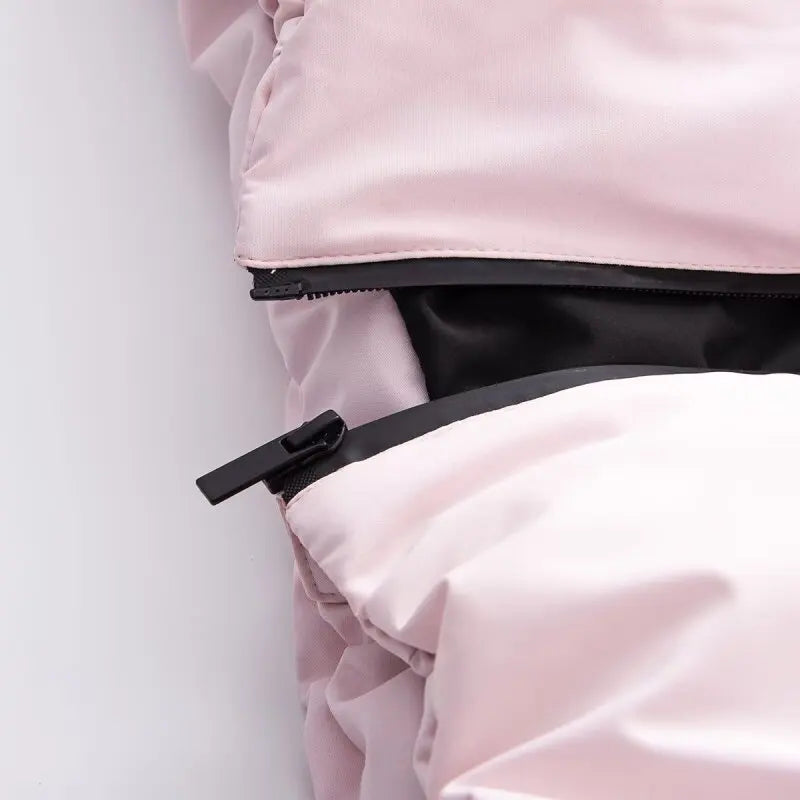 Women's Pink Ski Suit Hooded Windproof Thermal Jacket + Flared Trousers 2 Piece Set Snowboard Wear Zipper Pocket Outdoor Sports